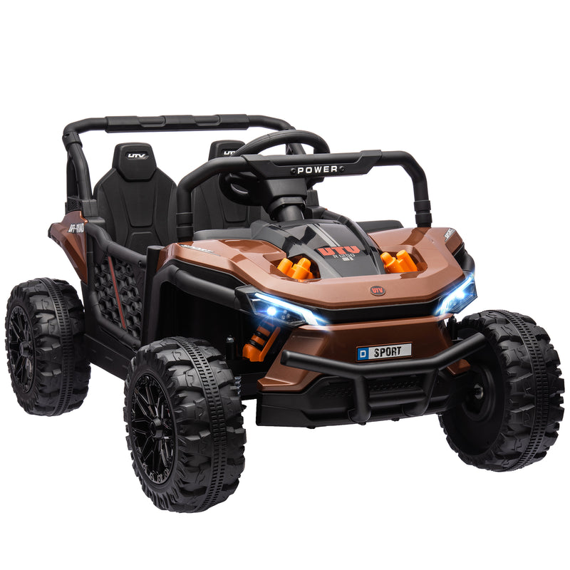 AIYAPLAY Kids Ride on Car, 12V Electric Truck w/ Horn Lights USB - Brown