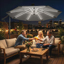 Outsunny 3 M Garden Cantilever Parasol With Solar Light, Rotation, Grey