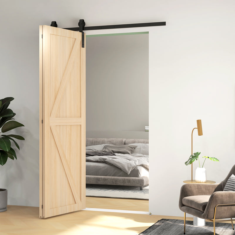 HOMCOM 5FT/153CM Bi-Folding Sliding Barn Door Hardware Kit Sliding Door Kit