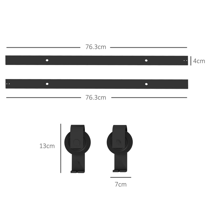 HOMCOM 5FT/153CM Bi-Folding Sliding Barn Door Hardware Kit Sliding Door Kit