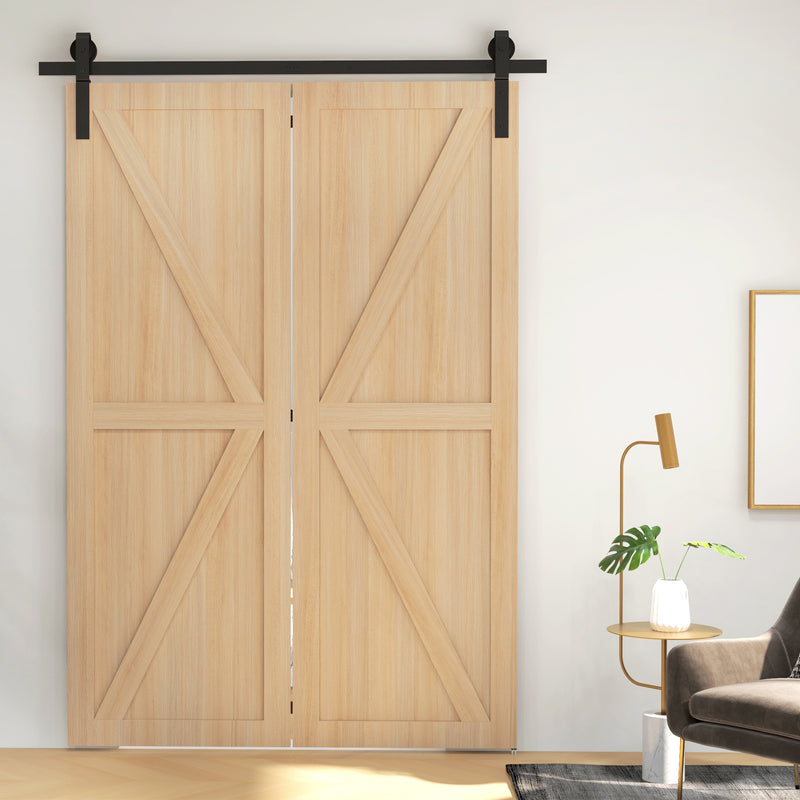 HOMCOM 5FT/153CM Bi-Folding Sliding Barn Door Hardware Kit Sliding Door Kit
