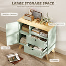 HOMCOM Sideboard, 80 cm Buffet Cabinet with 2 Drawers, Light Green and Oak