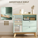 HOMCOM Sideboard, 80 cm Buffet Cabinet with 2 Drawers, Light Green and Oak