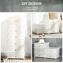 HOMCOM 6 Tier Shoe Rack Plastic Storage Cabinet Modular Shoe Tower White