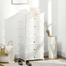 HOMCOM 6 Tier Shoe Rack Plastic Storage Cabinet Modular Shoe Tower White