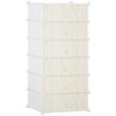 HOMCOM 6 Tier Shoe Rack Plastic Storage Cabinet Modular Shoe Tower White