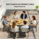 Outsunny 7 Piece Garden Dining Set, Outdoor Table and 6 Chairs, Khaki