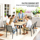 Outsunny 7 Piece Garden Dining Set, Outdoor Table and 6 Chairs, Khaki
