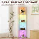 HOMCOM RGB LED Floor Lamp with Shelves and Remote Control for Living Room