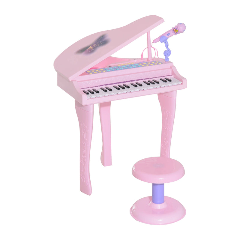 HOMCOM Mini Electronic Piano W/Stool-Pink