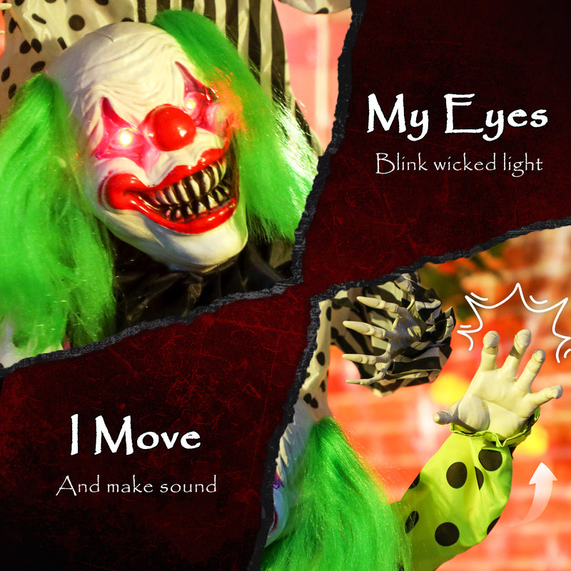 Outsunny Sound Activated Stackable Halloween Animatronics Clowns