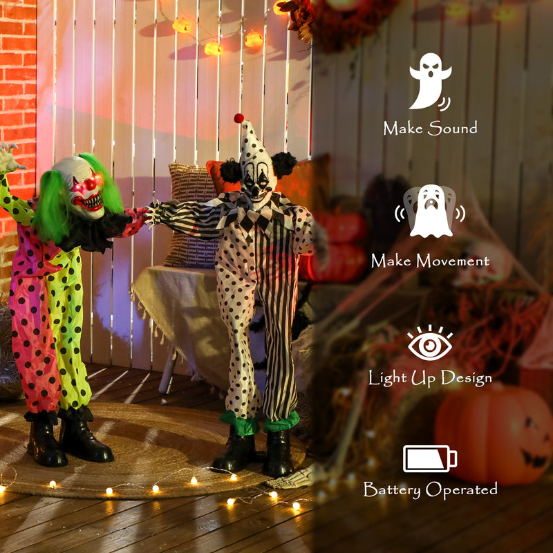 Outsunny Sound Activated Stackable Halloween Animatronics Clowns