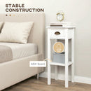 HOMCOM 2-Tier Side Tables Set of 2 with Drawer Shelf for Living Room, White