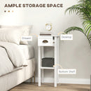 HOMCOM 2-Tier Side Tables Set of 2 with Drawer Shelf for Living Room, White