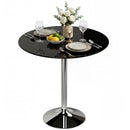 HOMCOM Round Bar Table, Dining Table With Tempered Glass Top And Steel Frame
