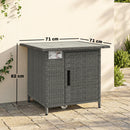 Outsunny Rattan Gas Fire Pit Table with Rain Cover, Wind Guard, 14.5 KW