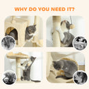 PawHut Cat Tree Tower With Sisal Scratching Posts, Condos, Beige