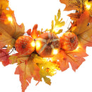 Halloween Maple Pumpkin Harvest Wreath with Lights