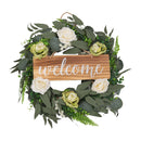 Lifeideas Farmhouse Door Artificial Rose Flower Wreath with Welcome