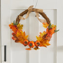 Artificial Pumpkin Maple Leaves Wreath with Bell