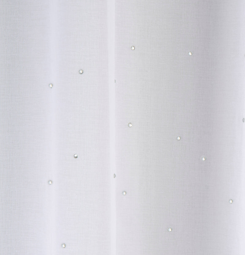 Pair of Jewel White Voile Panels with Sparkle Pattern and Rod Pocket Header