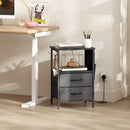 HOMCOM Slim Side Table with Charging Station, Bedside Table, Black