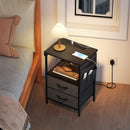 HOMCOM Slim Side Table with Charging Station, Bedside Table, Black