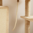 PawHut Cat Tree Tower Scratching Post Bed House, 132cm, Beige
