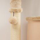 PawHut Cat Tree Tower Scratching Post Bed House, 132cm, Beige