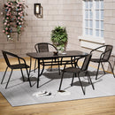 Breeins Outdoor Tempered Glass Garden Table With 4 Rattan Chairs
