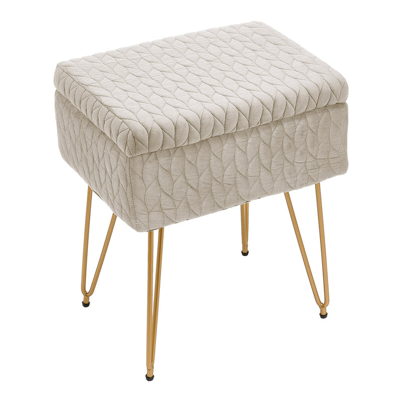 Livingandhome Rectangle Upholstered Storage Ottoman Vanity Stool