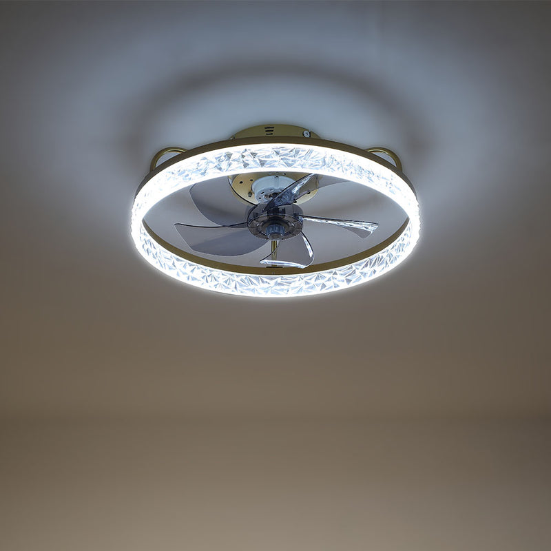 Cottonfy UK Round Ceiling Fan Light with Crystal Shade