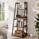Livingandhome 5-Tier Industrial Wooden Open Shelf Ladder Bookcase