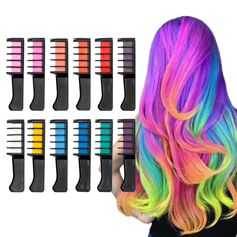 Sheonly 12 Colours Temporary Hair Chalk Combs