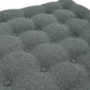 Livingandhome Square Linen Footstool with Metal Frame