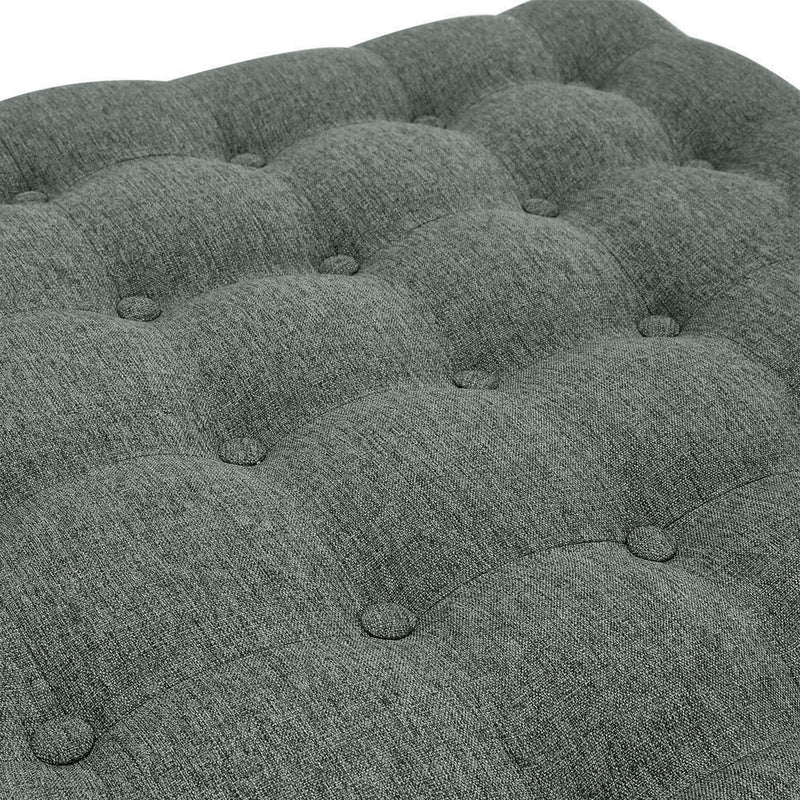 Livingandhome Square Linen Footstool with Metal Frame