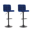 2 Pcs Velvet Upholstery Bar Stools With Low Backrest