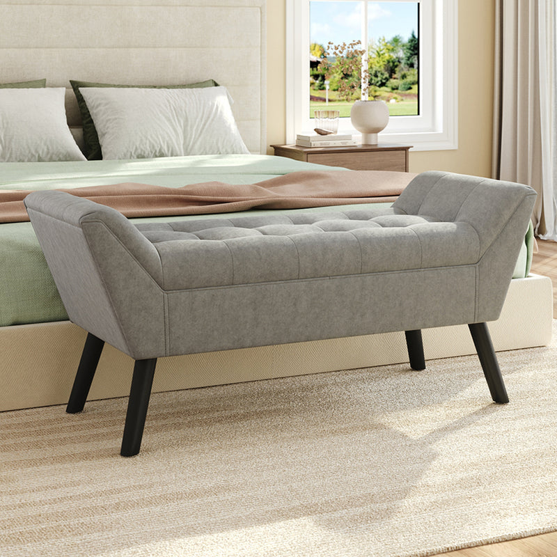 Livingandhome Raised Arm Velvet Bed End Bench