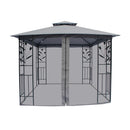 Balmoral 3m x 3m Tulip Design Gazebo with Mesh Curtains And Zipper -  Charcoal