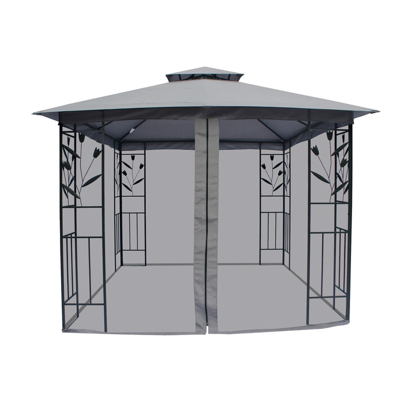 Balmoral 3m x 3m Tulip Design Gazebo with Mesh Curtains And Zipper -  Charcoal