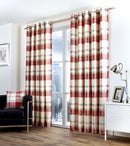 Fusion Balmoral Check Eyelet Curtains in Ruby