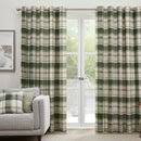 Fusion Balmoral Check Eyelet Curtains in Bottle Green