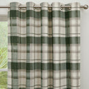 Fusion Balmoral Check Eyelet Curtains in Bottle Green