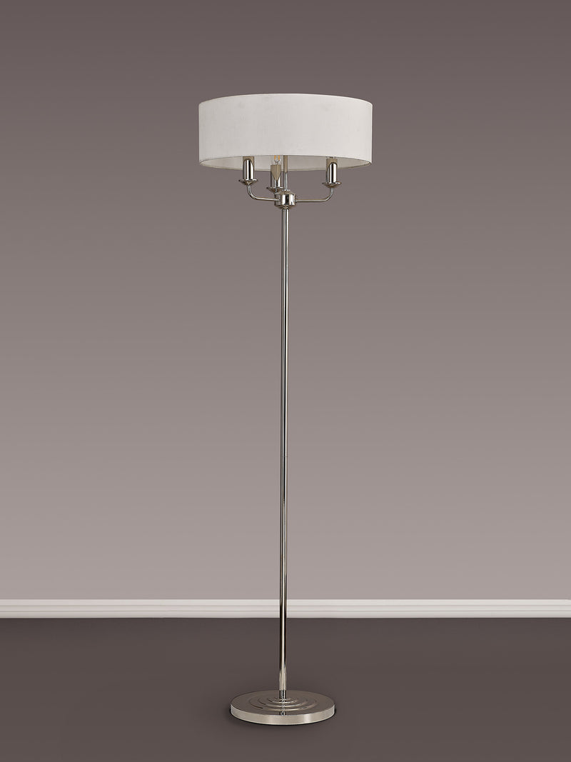 Banham Floor Lamp with 3 Lights Nickel & White