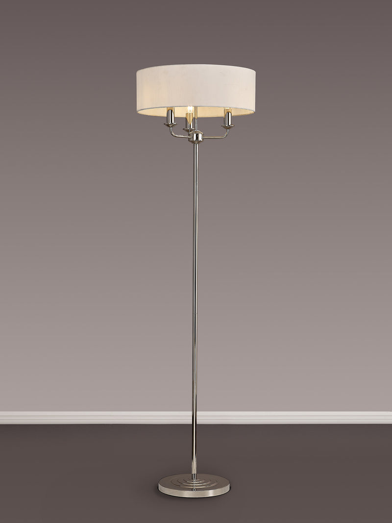 Banham Floor Lamp with 3 Lights Nickel & White