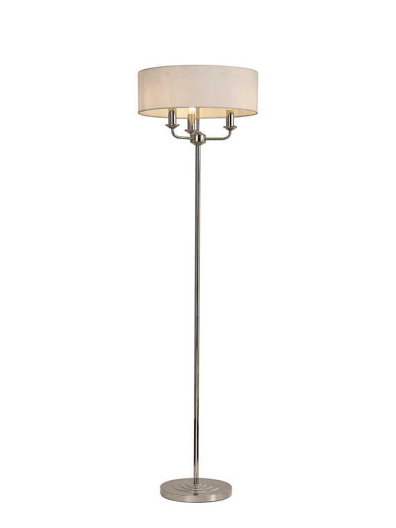 Banham Floor Lamp with 3 Lights Nickel & White
