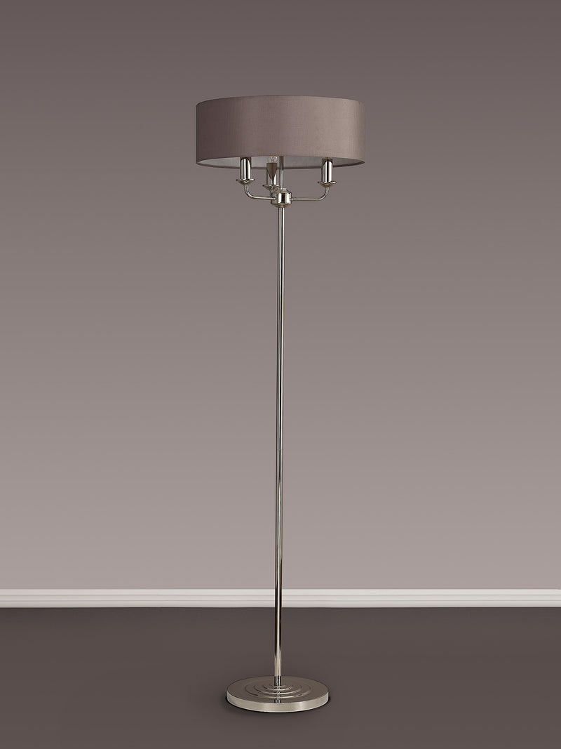 Banham Floor Lamp with 3 Lights Nickel & Grey
