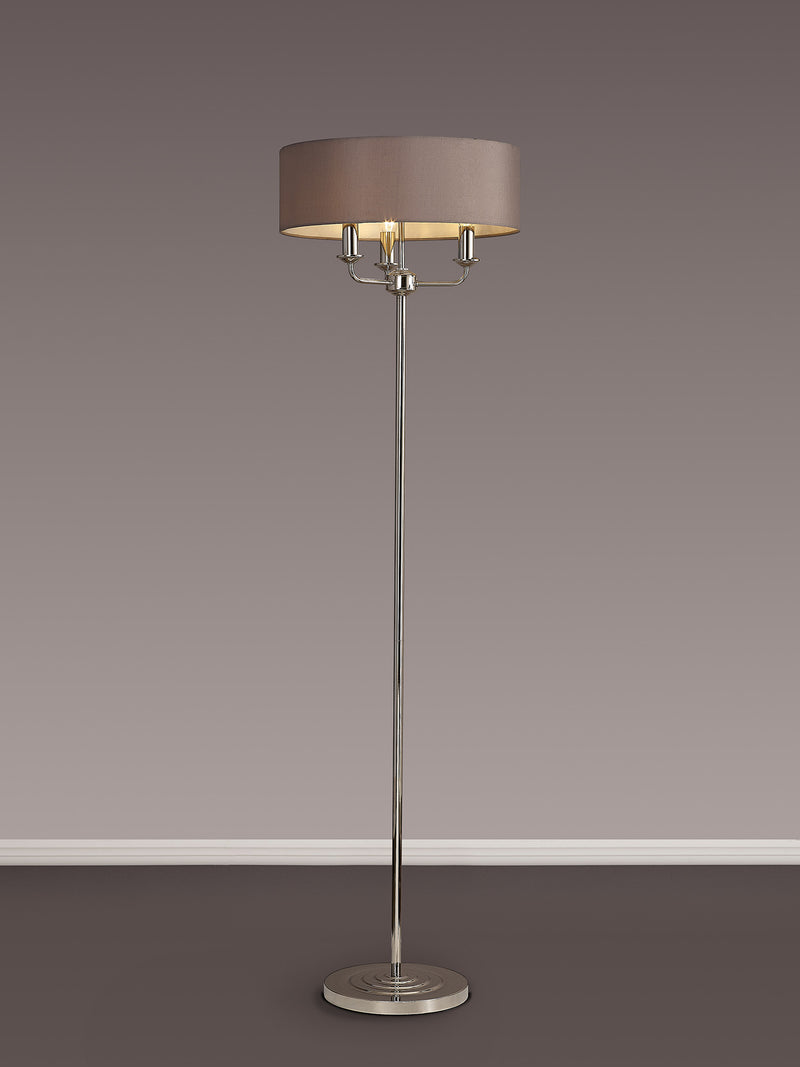 Banham Floor Lamp with 3 Lights Nickel & Grey