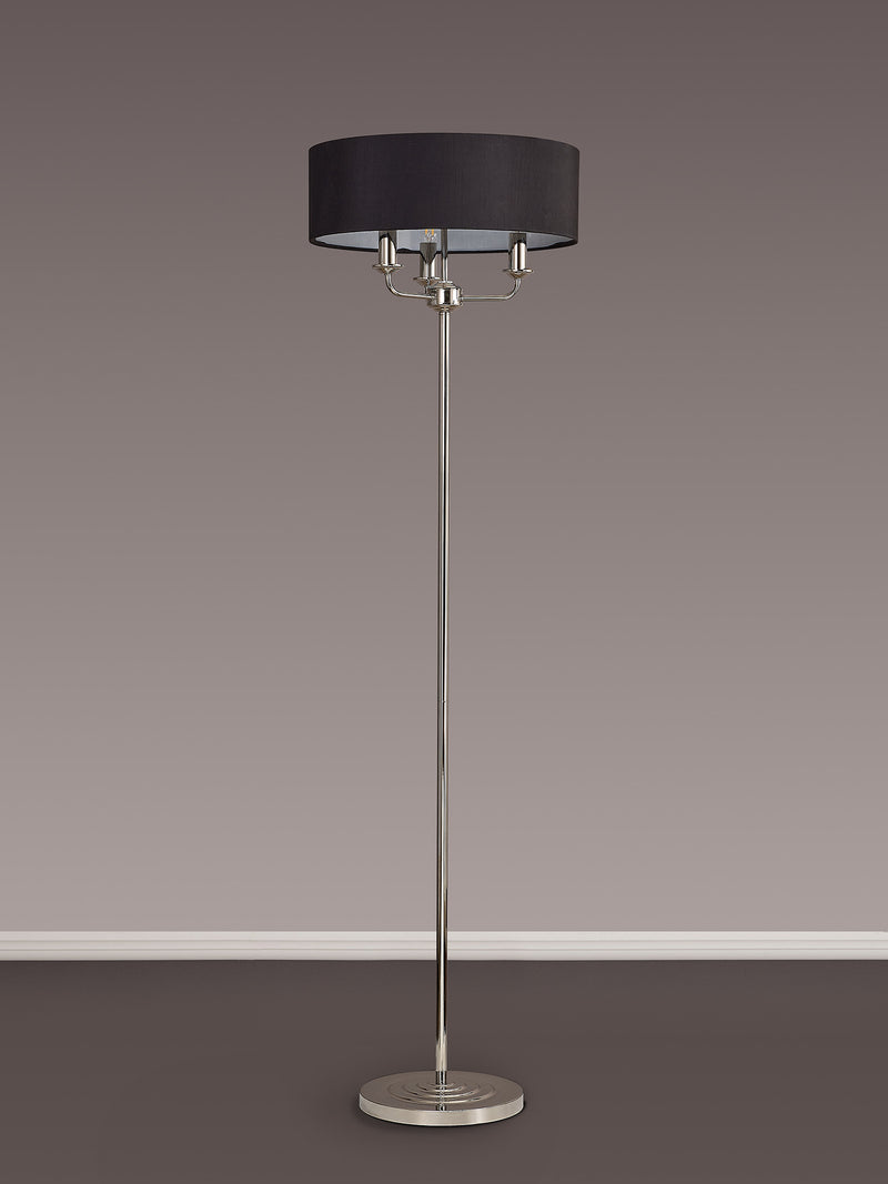 Banham Floor Lamp with 3 Lights Nickel & Black
