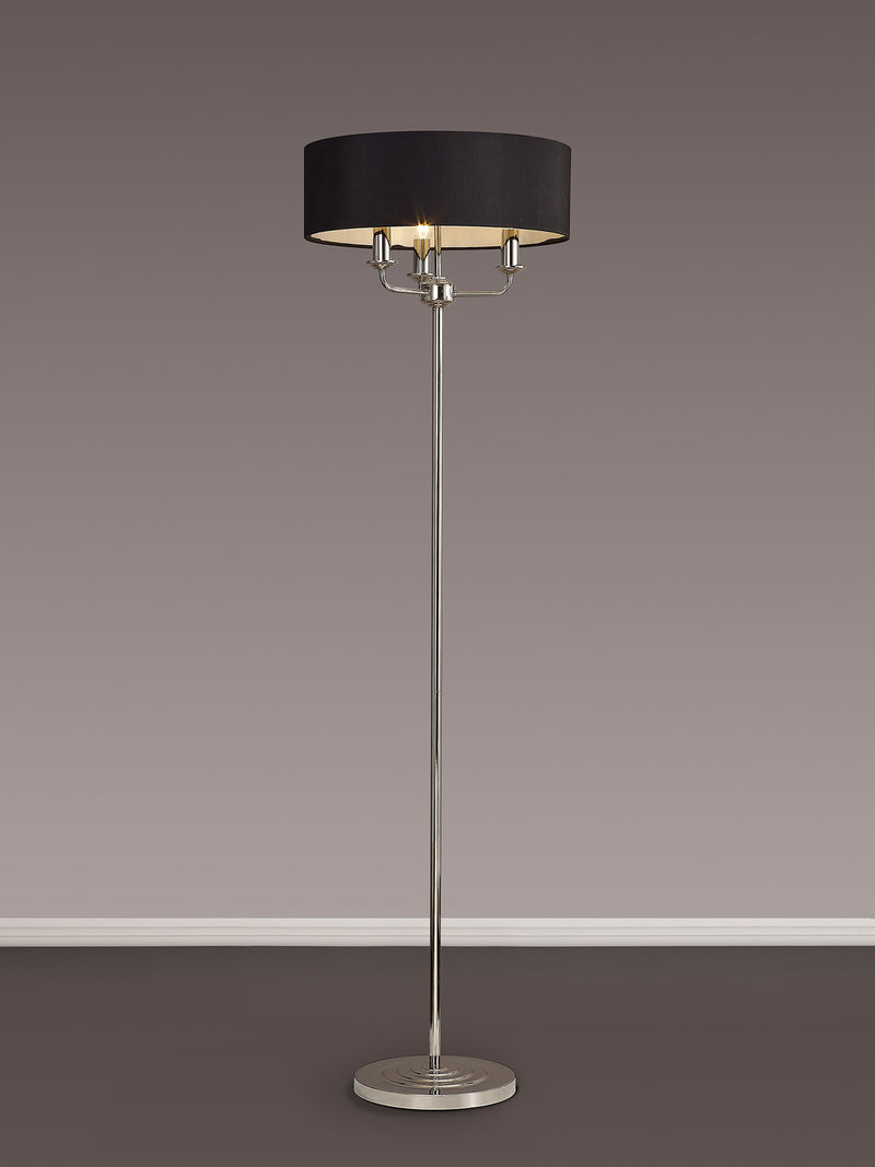 Banham Floor Lamp with 3 Lights Nickel & Black